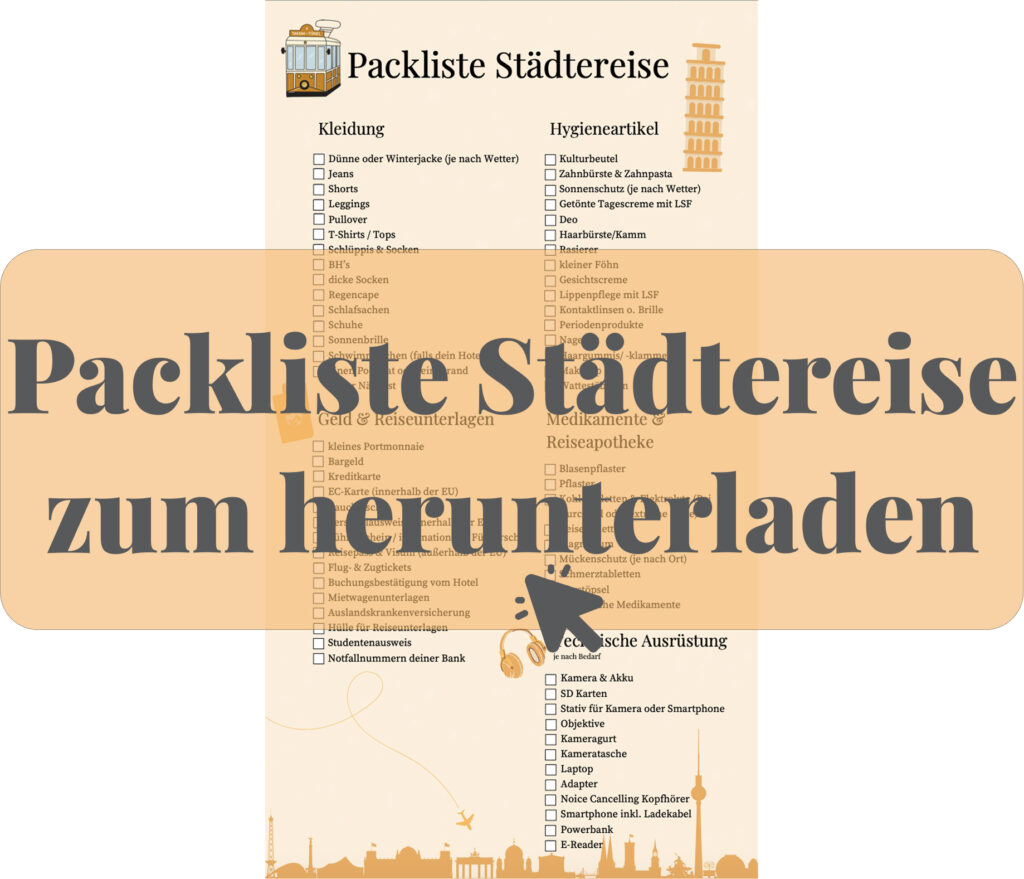 Packliste Städtereise zum herunterladen