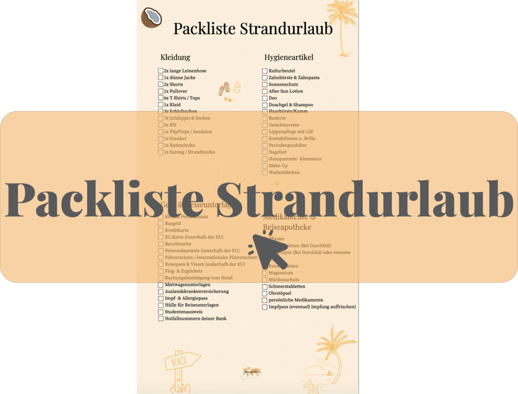 Packliste Strandurlaub zum herunterladen
