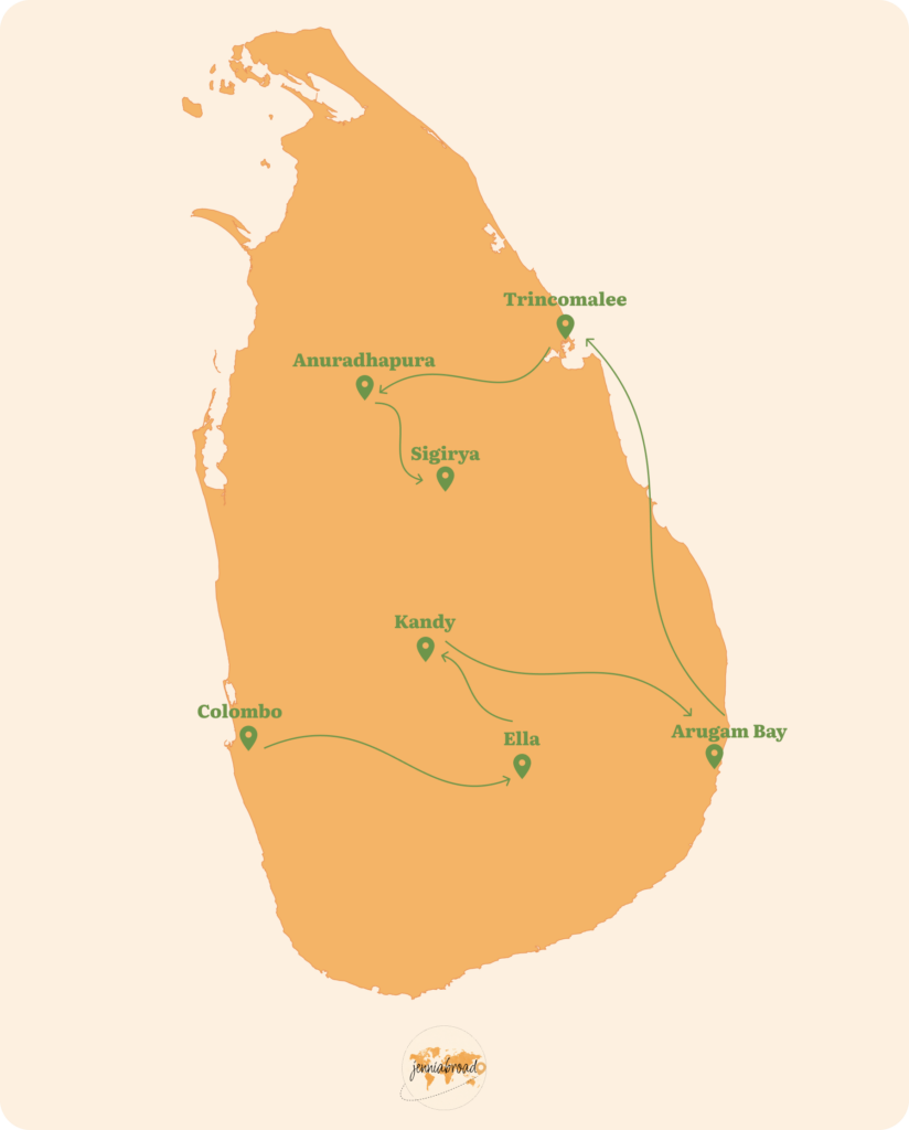 sri lanka reiseroute