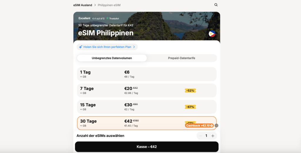 yesim, e-sim für die philippinen, Reisevorbereitung philippinen