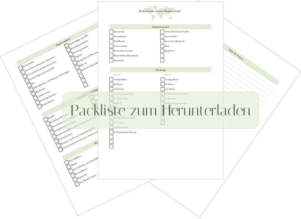 Packliste Strandurlaub Zum Ausfuellen