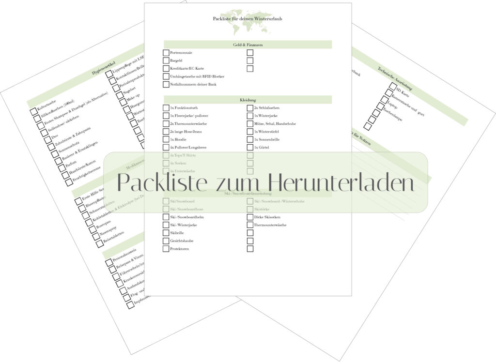 Packliste für deinen Winterurlaub zum Herunterladen