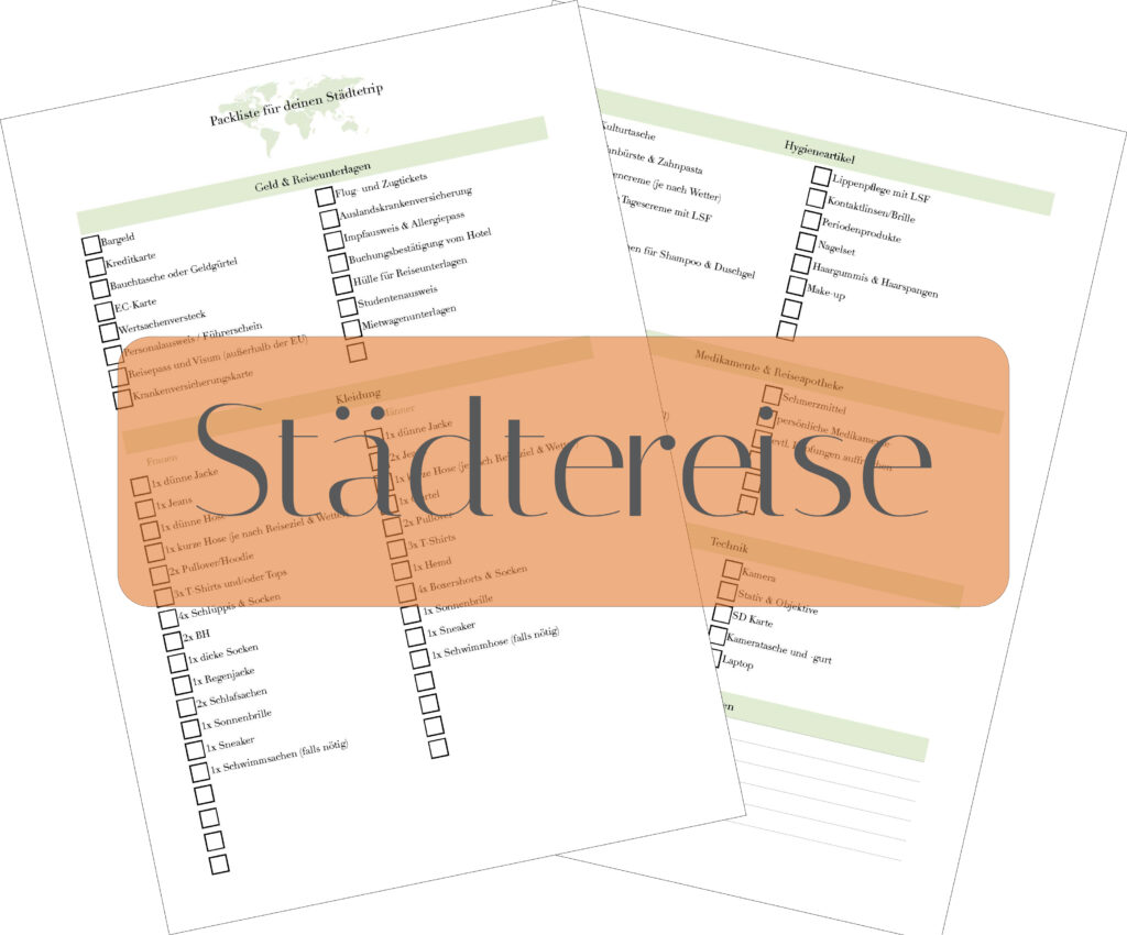 packliste städtereise zum herunterladen