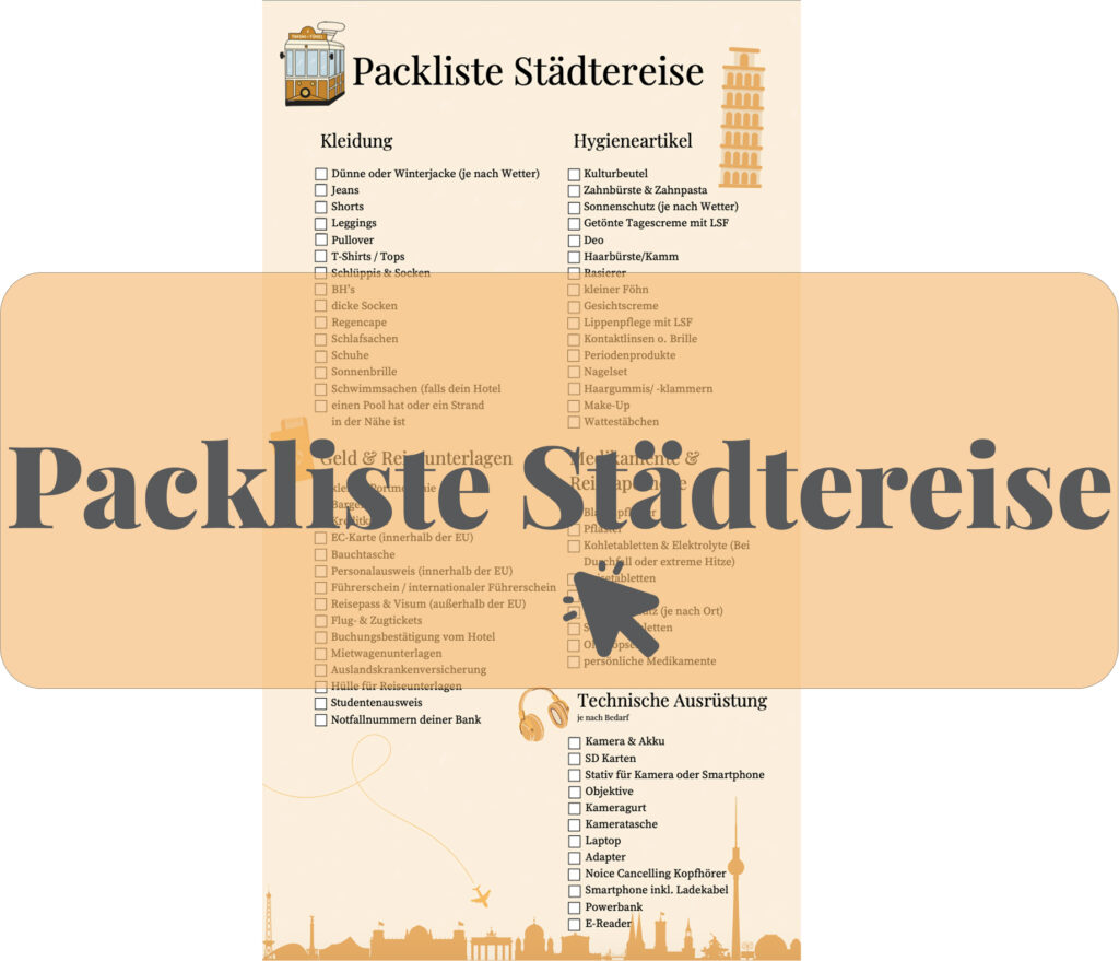 Packliste Städtereise zum Herunterladen