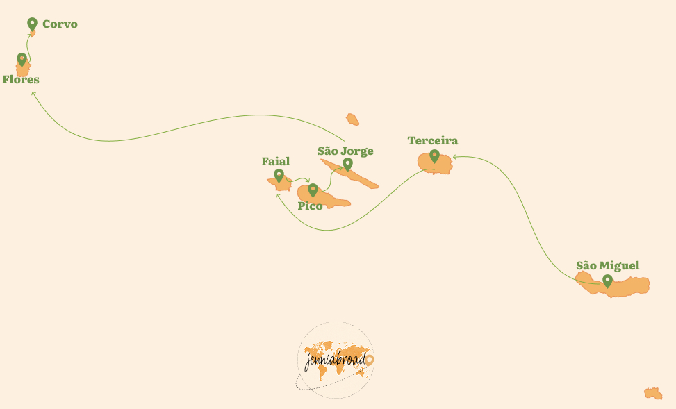 reiseroute azoren